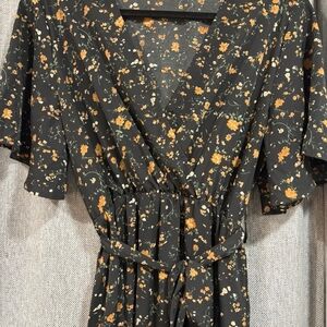 SHEIN Black and Orange Floral Maxi Dress